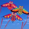 Owl Patterned Kites High Visibility Encourages Motor Skills Development Outdoor Exploration Gift