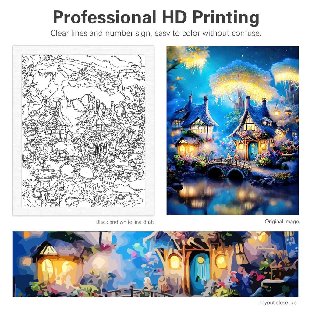 RUOPOTY Frame Diy Painting By Numbers Kit Forest House Picture Drawing Coloring By Numbers For Adults Handicrafts Home Decors