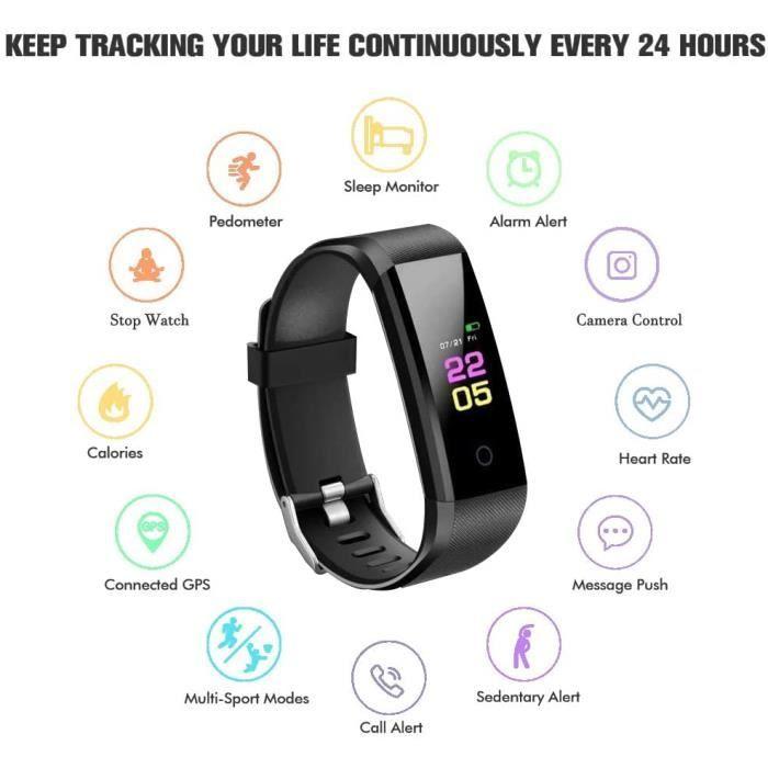 Montre Connectée, Femmes Homme Bracelet Connecté, IP67 Etanche Smartwatch, Fitness Tracker, Podometre Marche[25]