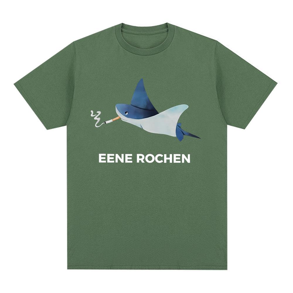 Eene Rochen Funny Shark Smoking Humor Graphic T Shirts Unisexs Clothing Oversized Cotton Short Sleeve TShirts Harajuku Streetwear
