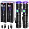 DARKBEAM UV Flashlight, 365nm & 395nm Black Light, Rechargeable USB Wood's Lamp, Ultraviolet Black Light LED, Portable - Pet Cat Urine, Stains, Resin
