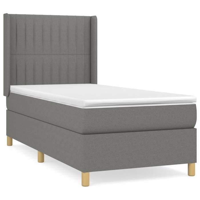 Maison Exclusive - Sommier à lattes de lit avec matelas Gris foncé 90x200 cm Tissu