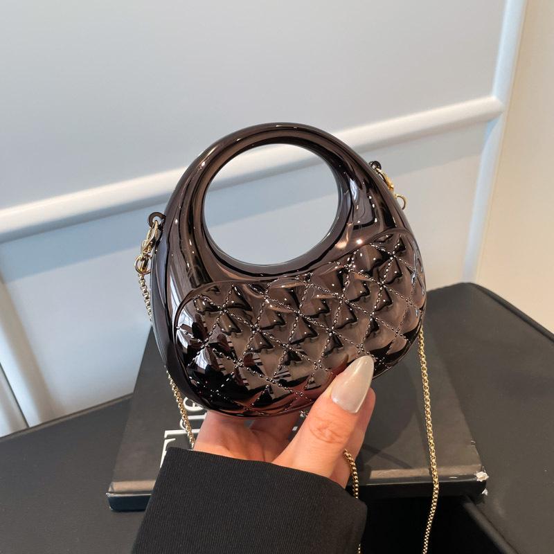 Мини-акриловая сумка-полумесяц класса люкс - Нишевая мода, кошелек для помады и монет через плечо