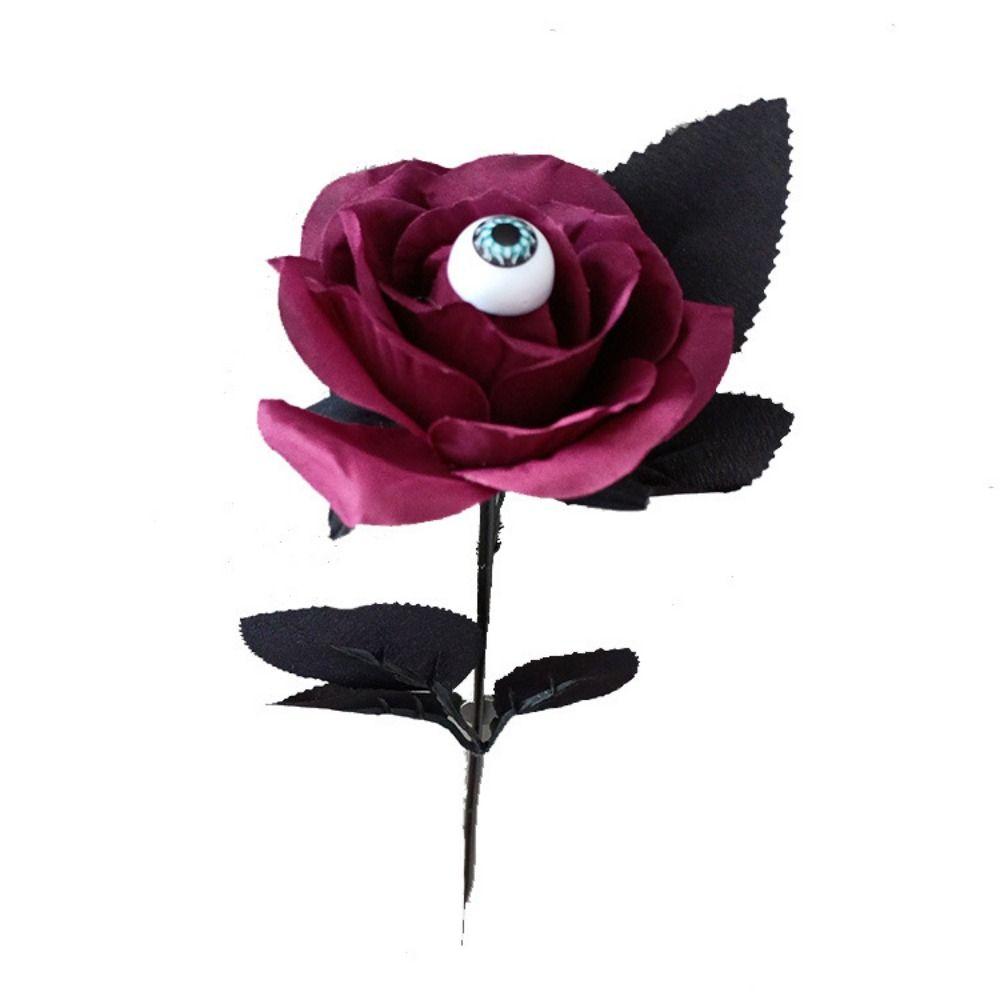 With Eyeball Eyeball Fake Flower Handmade Artificial Black Rose  Cosplay Supplies