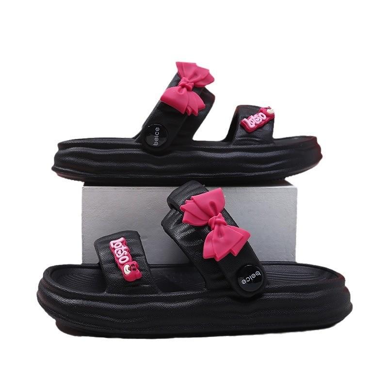 Stylish Eva Summer Sandals For Girls Featuring Breathable Soft Sole Design In Black Pink And Green