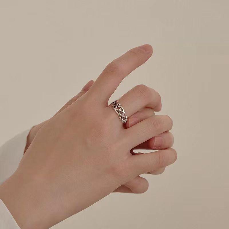 Медное хип-хоп-кольцо с переплетением: Модный аксессуар для женщин в стиле Южной Кореи