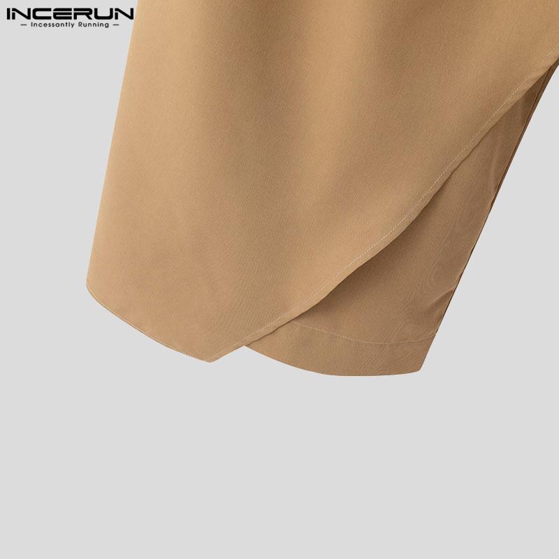 INCERUN Мужские эластичные талии неравномерные слои однотонные повседневные свободные брюки брюки