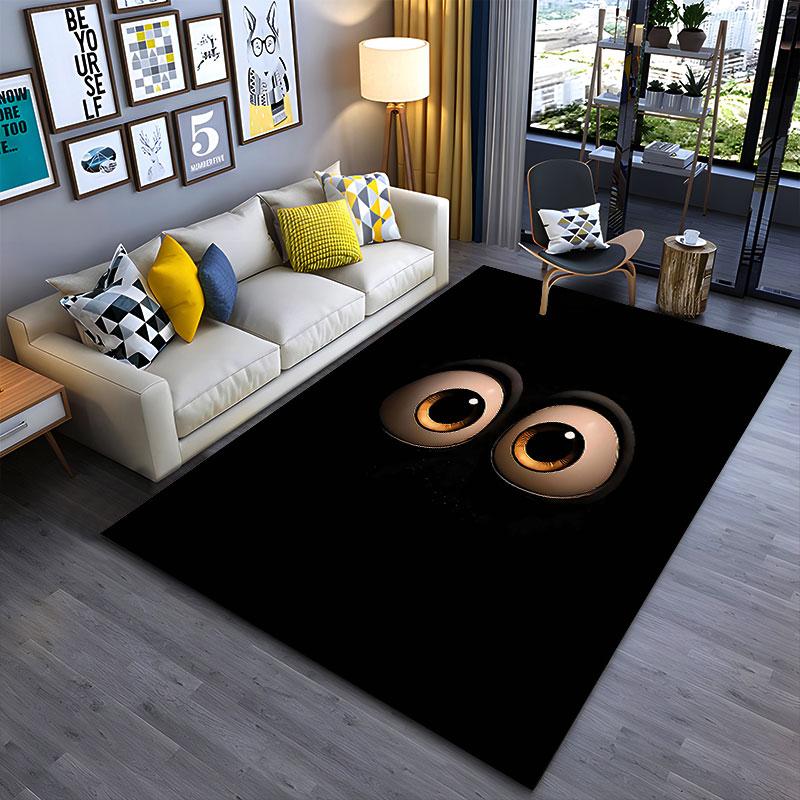 Glowing Eyes on Black Carpet suitable as a non-slip mat for the living room or bedroom sofa