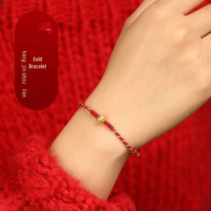 999 Pure Gold & Hetian Jade Women's Bracelet with Lotus, Seed Pod, Bamboo, and Lily of the Valley Design