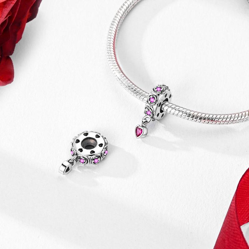 Настоящая медь Розовая серия Шармы-бусины в форме сердца Подходят для оригинальных браслетов Qikaola Сделай сам Украшения на День матери Подарок для мамы