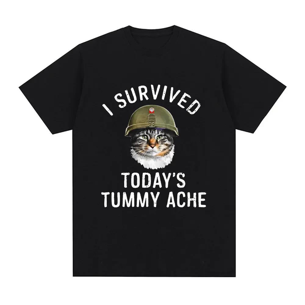 Camiseta con estampado creativo de gato divertido para mujer ropa de calle informal ropa suave de veranoI Survived Todays