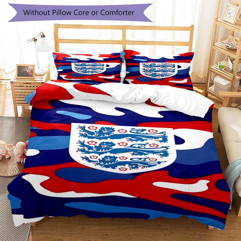 England Football Crest Printed Pattern Duvet Cover Set – includes 1 duvet cover and 2 matching pillowcases Bedroom decor Christmas gifts