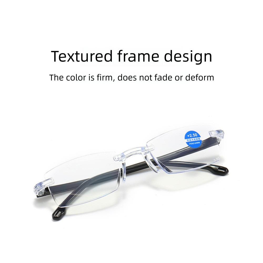 High Quality High Definition Frameless Anti-Blue Light Reading Men And Women Stylish Glasses Anti-Fatigue Glasses With