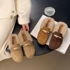 2025 Autumn and Winter New Retro Mori Plush Cotton Shoes Bag Head Half Drag Muller Shoes Fringed Warm Fluffy Shoes Women