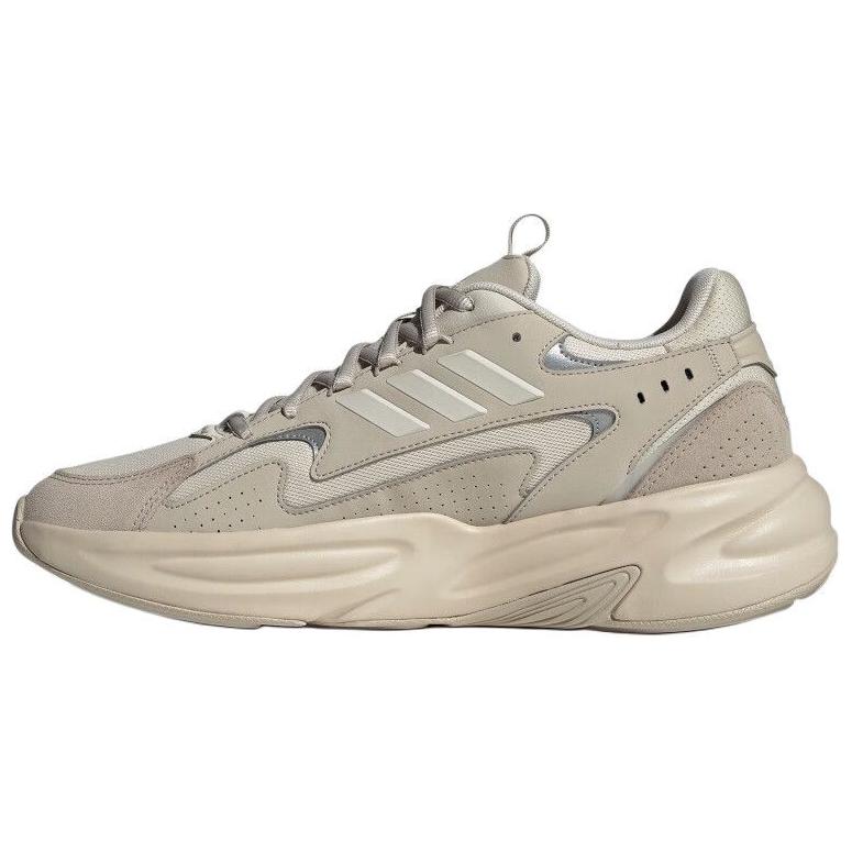 Adidas Ozwave PU Fabric Synthetic Leather Comfortable Versatile Low-Top Dad Shoes Unisex Sneakers Khaki JS3024