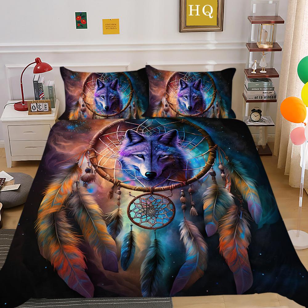 Пододеяльники с принтом волка King Size, комплект постельного белья из микрофибры, мужской мягкий высококачественный домашний текстиль