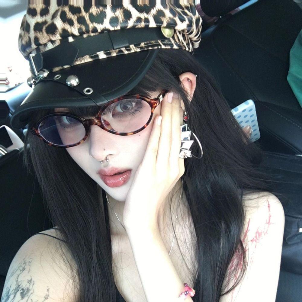 Панк Клепки Леопардовая Шляпа Сексуальная Шляпа с Плоским Верхом Модная Берет Y2k для Женщин