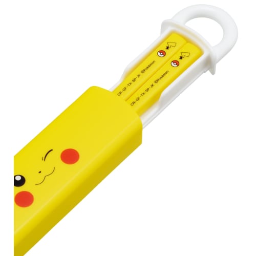 Skater Children's Chopsticks and Chopstick Case Set, 16.5cm, Made In Japan, Sliding Pokemon Pikachu Face Design, 25 Pieces, ABS2AM-A