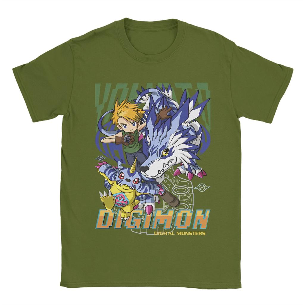 Digimon Ishida Yamato Gabumon T Shirt Unisexs Cotton Unique Tshirt Round Neck Adventure Anime Tee Short Sleeve Merch Big Size