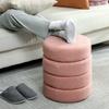 Stool, round, teddy fleece, up to 120kg, diameter 40x45H cm, Pink