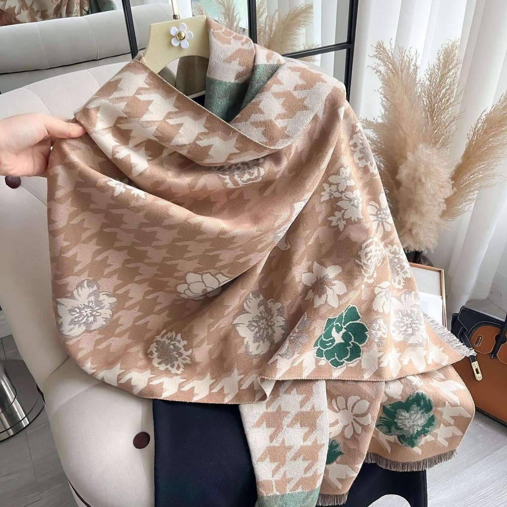 Тысячи Птичьих Сеток, Растения, Цветы, Камелии, Модный И Универсальный, Уверенный И Элегантный Теплый Шарф из Имитации Кашемира