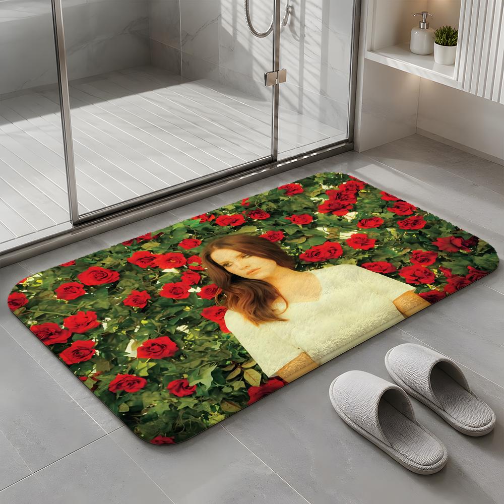 Singer L-Lana D-Del Rey Floor Mat Soft Flannel Non-Slip Rug Washable Floor Mat for Living Room Bedroom Home Decor