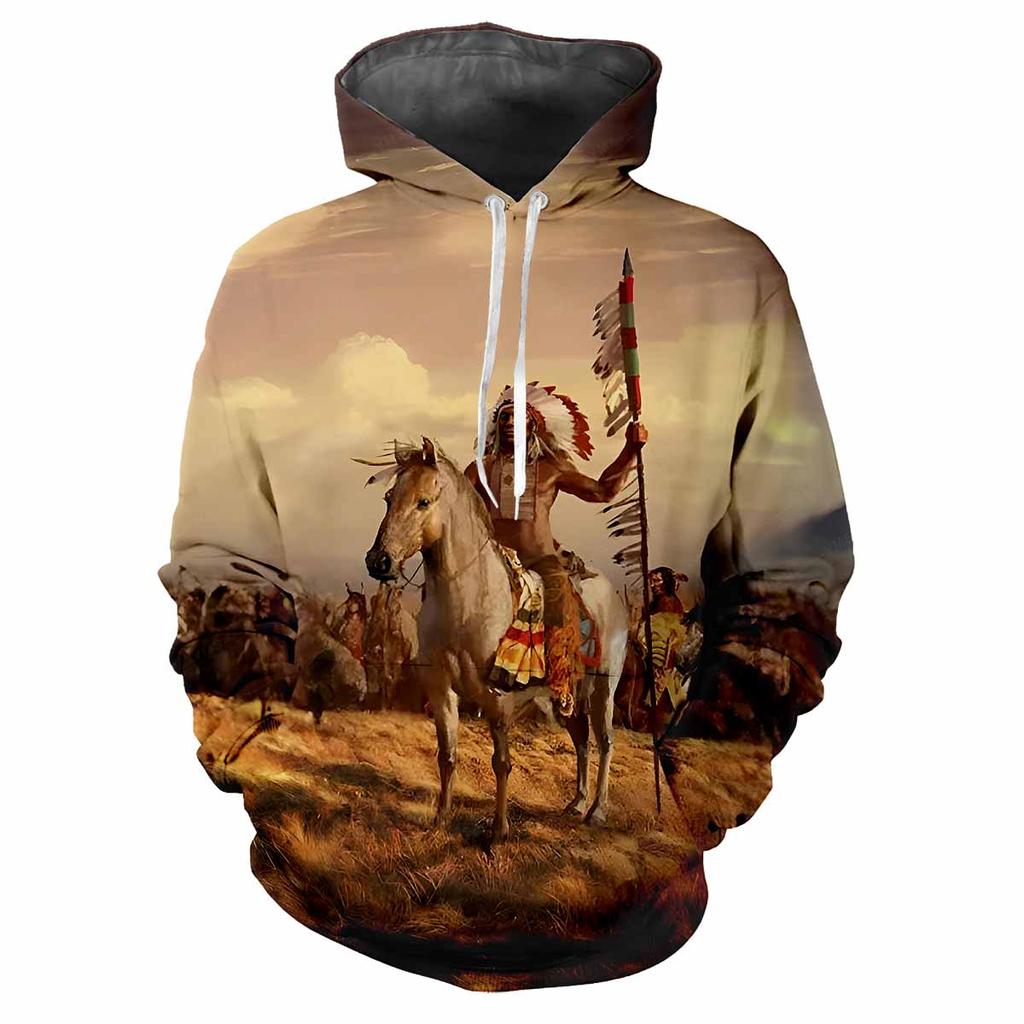 Индейский вождь племени 3D Harajuku Printing Street Fashion для мужчин и женщин, забавный стиль, мягкая, удобная, модная, хип-хоп, индивидуальная толстовка с капюшоном