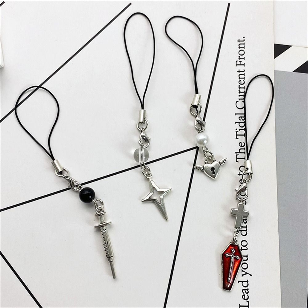 Y2k Bag Charms Phone Lanyard Star Phone Charms Cellphone Strap Cool Girl Pink Chain Phone Pendant