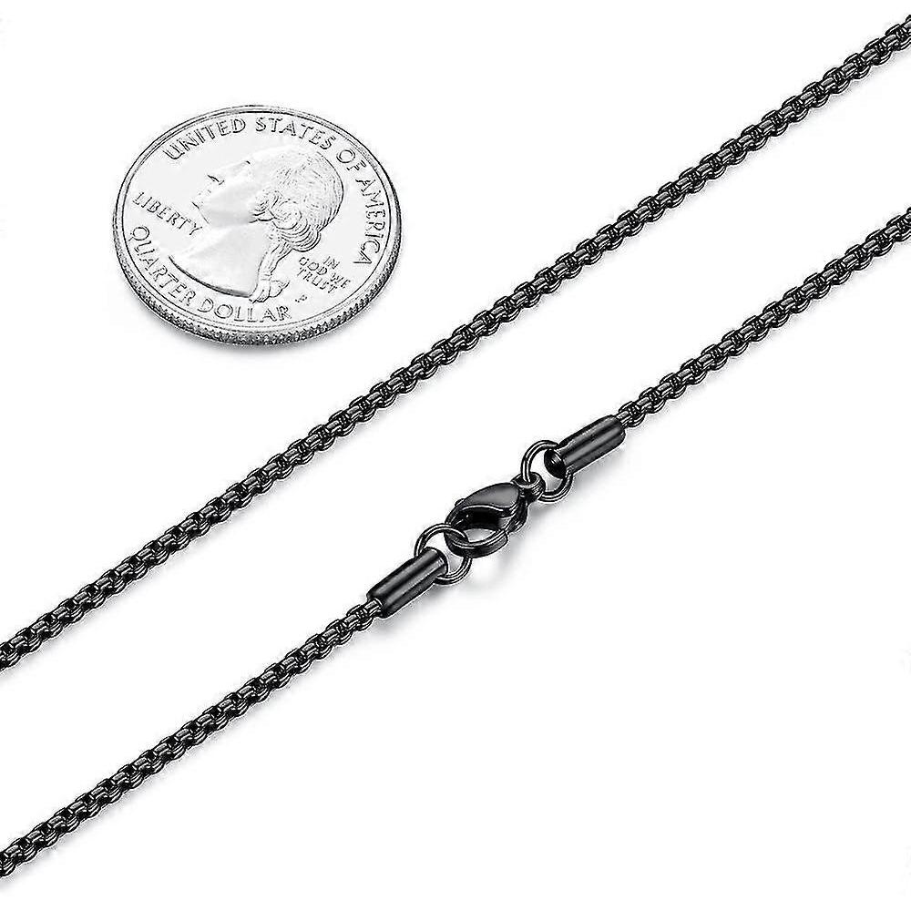 2-4mm Mens Womens Stainless Steel Black Rolo Cable Chain Necklace 45-75 Cm Acsergery Gift