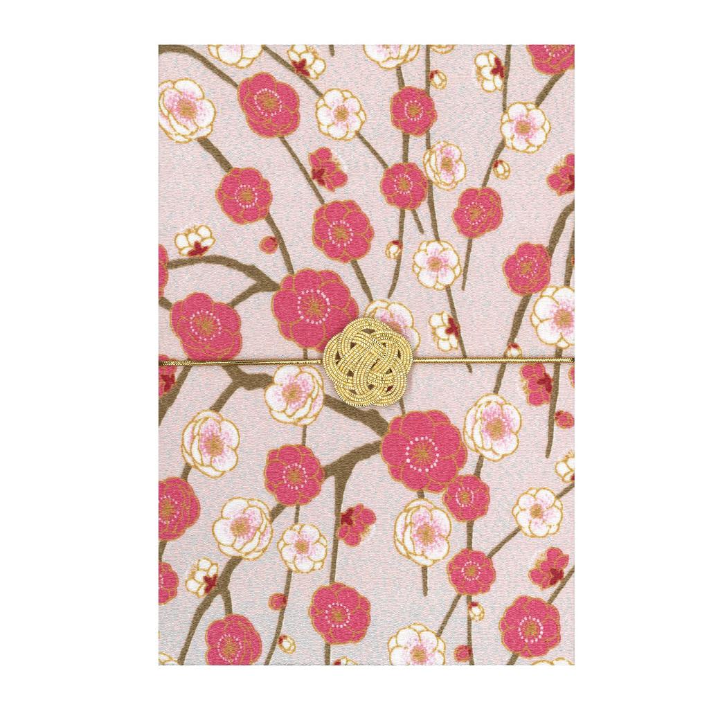 Cute Goshuincho Stamp with Mizuhiki Rubber Double Japanese Chirimen Temple Stamp Collection Book Plum Blossom Approximately 18cm (Temple Book) Band,
