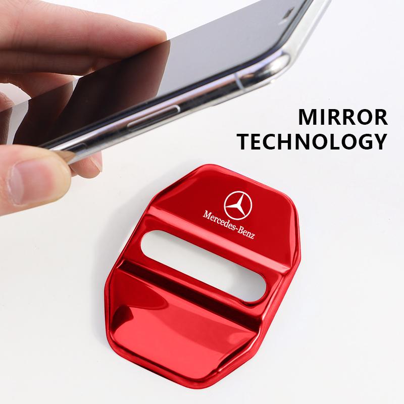 4Pcs Car Door Lock Cover Stainless Steel Protector Tire Valve For Mercedes Benz AMG W204 W205 W203 W211 W212 W213 W201 W210 W168 CA1