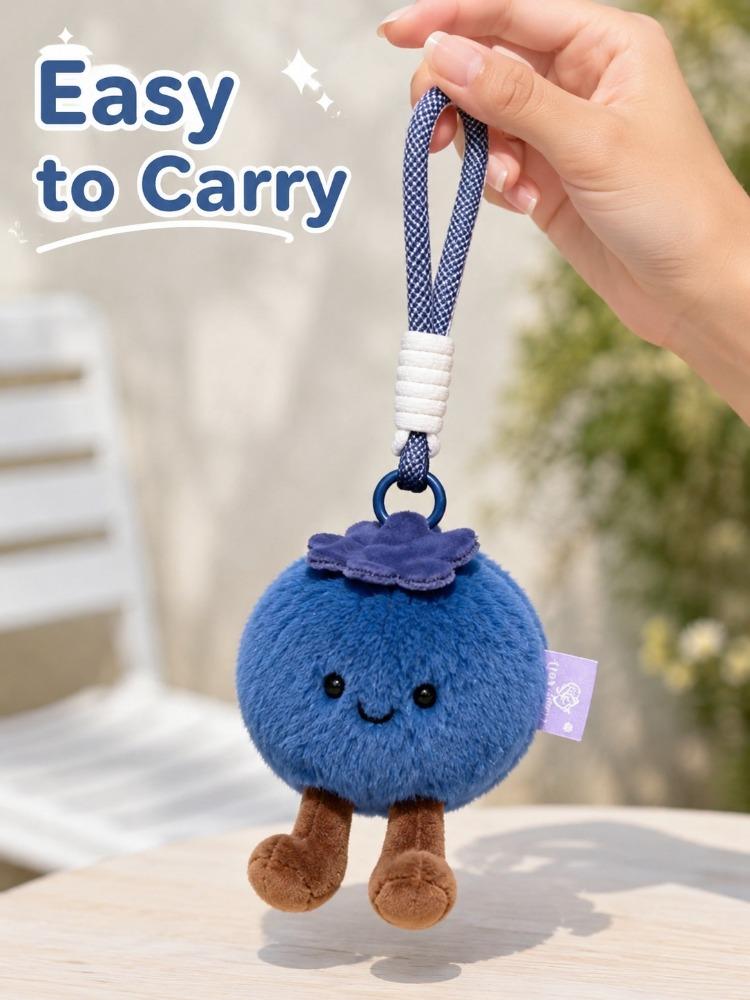 Plush Blueberry Bag Charm Soft Stuffed Fruit Stress Relief Aesthetic Purse Accessories for Women Girls College Present Bag Charm