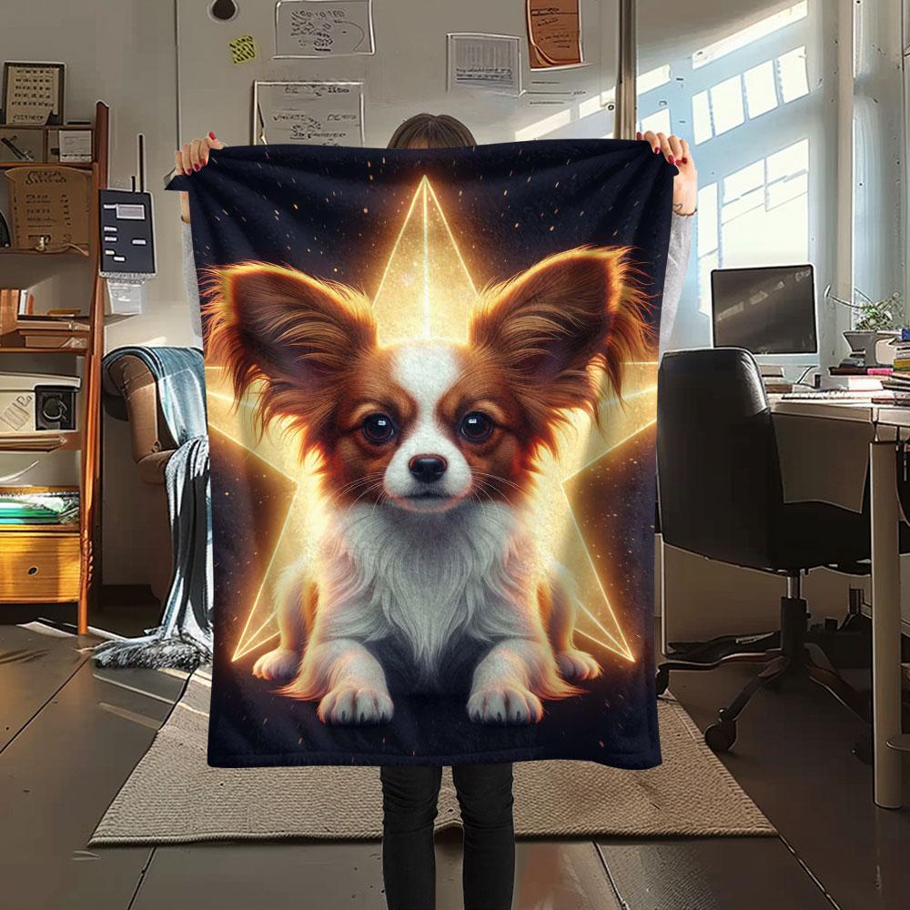 1 шт. Фланелевое одеяло с принтом Stardogs, Высококачественное, Удобное для всех сезонов, Декор для дома, Тепло и комфорт, Идеально для рождественских подарков