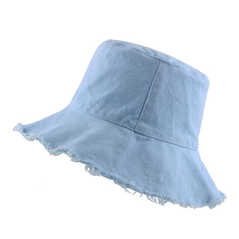 Cotton Fringed Fisherman Cap Soft Aluminum Wire Shape Water Wash Bucket Hat Women Four Seasons Solid Outing Basin Hat