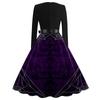 Women's Casual Fashion Long Sleeve Halloween Printed Vintage Long Dresses