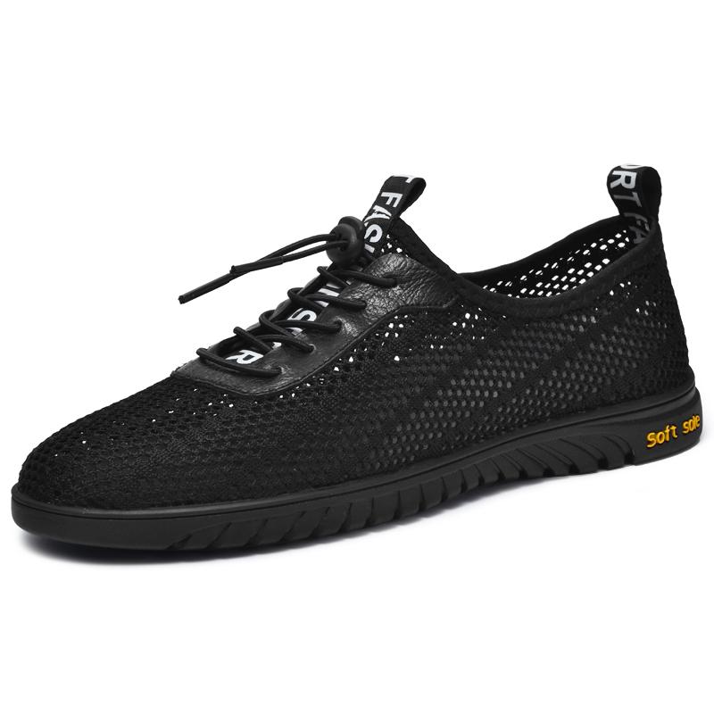 Брендовая мужская повседневная летняя обувь 2024 года, легкая повседневная кожаная обувь для мужчин, удобная для мужчин, обувь для вождения, открытая мужская обувь