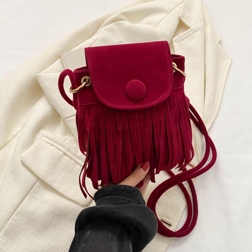 Ретро Богемная Сумка Кроссбоди с Бахромой Нейлоновая Сумка на Плечо с Кисточками Богемная Сумка на Плечо Сумка Мессенджер