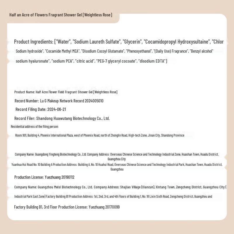 Ban Ma Hua Tian Fragrance Shower Gel