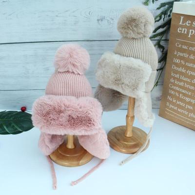 Freesh Hat Same Hat Женская шерстяная вязаная шапка плюс бархатная термобелье Lei Feng Кепка Корейский меховой шарик Наушники Шапка