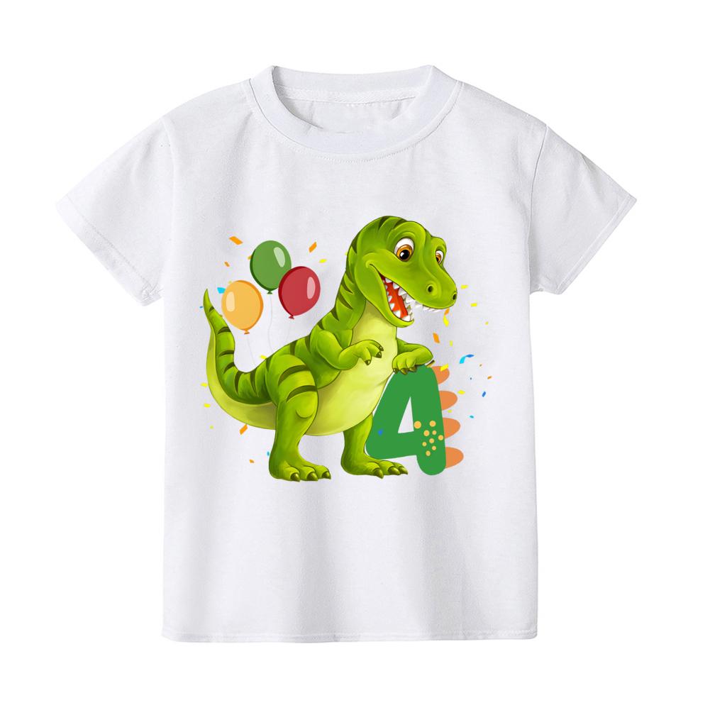 Футболка на День Рождения с Динозавром Тираннозавром T-rex ДЛЯ ЛЮБОГО ВОЗРАСТА Белый Топ Dino Trex Праздничные Топы Милый Дино Мальчик Девочка Футболки на День Рождения Комплект