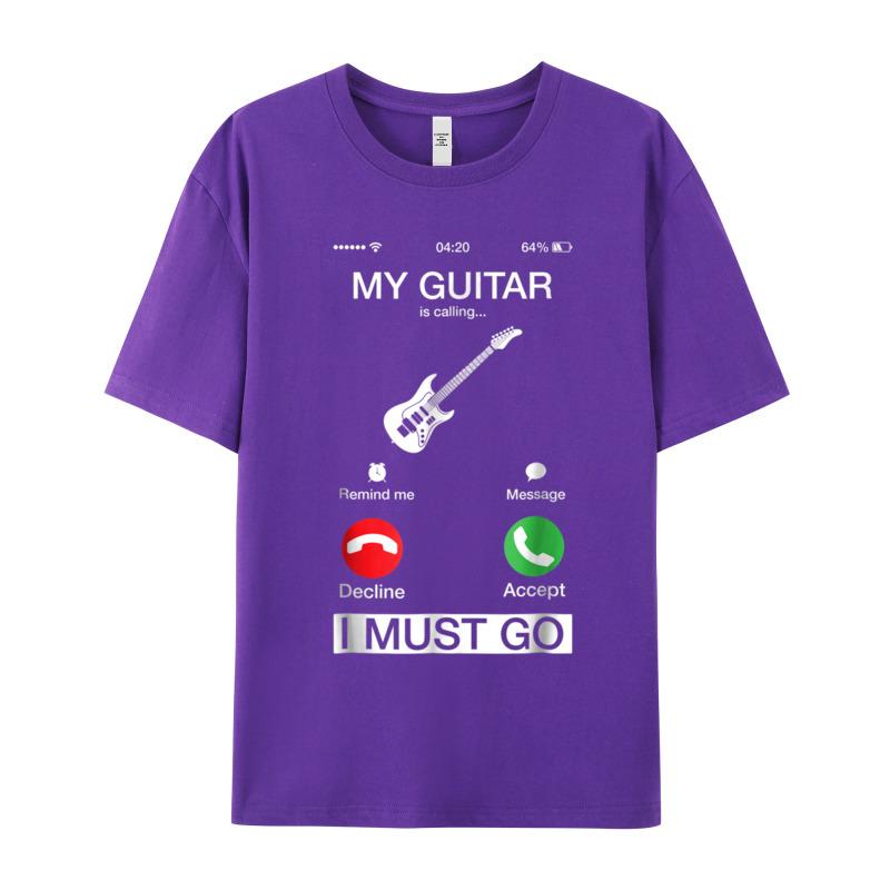 Tops Tees My Guitar Is Calling And Mother Day Newest Party Short Sleeve Combed Cotton O Neck Unisexs T Shirt Party T Shirts