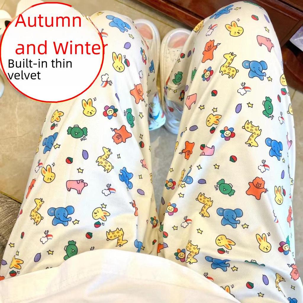 Женская теплая флисовая пижама прямого покроя: Осенне-зимние повседневные брюки для прогулок и ношения на открытом воздухе