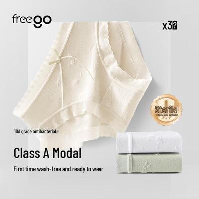 Женские модальные антибактериальные кружевные трусики средней посадки, 3 шт.