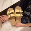New Women Cork Sole Clogs Slippers Cow Suede Flat Mules with Adjustable Buckle Men Leather Potato Shoes Beach Sandals