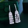 Серьги-иглы класса люкс, тяжелая промышленность, длинные серьги с бахромой, микро-инкрустация цирконом, геометрические серьги-ромбы с полым узором