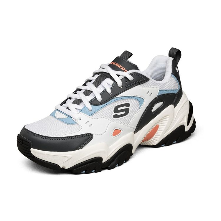 Skechers Stamina V2 Mecha Shoes II Ткань Синтетическая Кожа Модные Универсальные Повседневные Низкие Папины Кроссовки Женские Кроссовки Белый Черный 149510-WCC