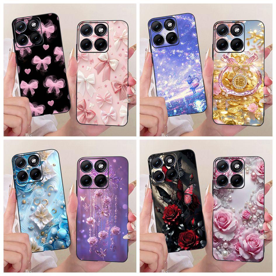 For Funda Motorola Edge 70 Fusion 2026 Phone Case New Fashion Flower Bow Soft Black Silicone Cover For Moto Edge 70Fusion+ Cases