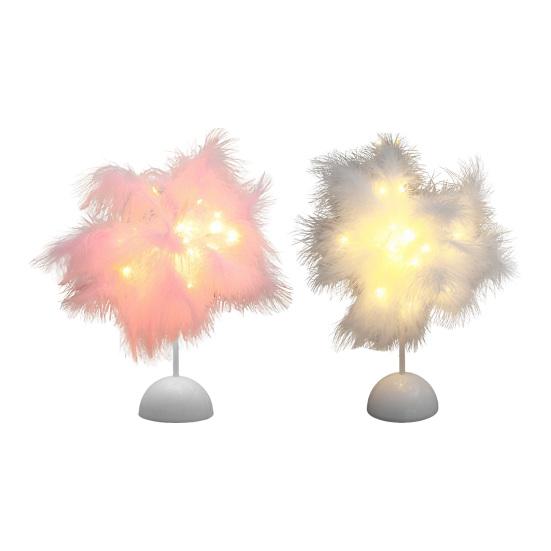Yousheng Feather Night Light Table Lamp LED Romantic Bedside Lamp for Girls Room Wedding Party Decor Battery Powered Decorative Accent Light for Home