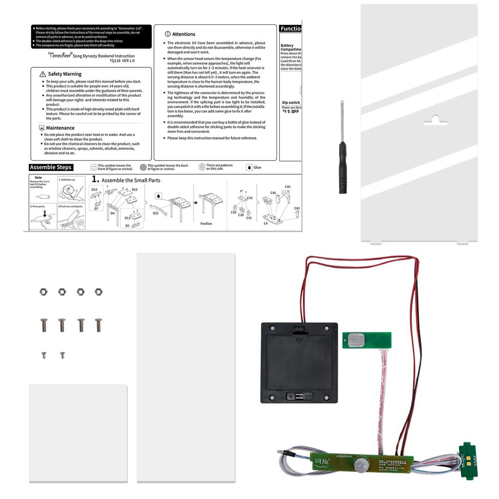 Tonecheer Book Nook Kit 3D Puzzle 3D DIY Miniature Dollhouse Kit Деревянная книжная полка Украшение ручной работы Набор Популярный подарок на день рождения для начинающих и