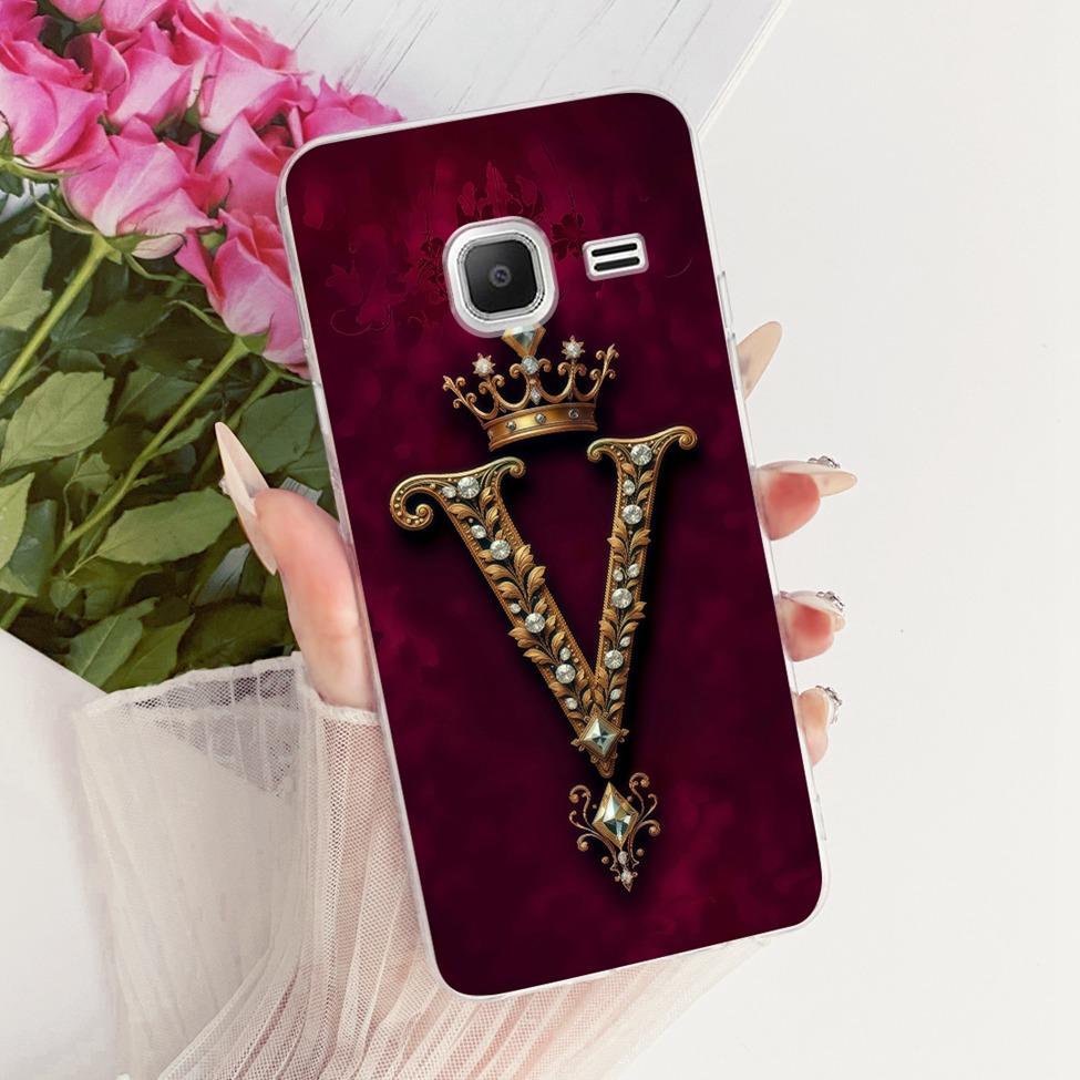 Прозрачный чехол-крышка для Samsung J1 mini, роскошная корона, буква от A до Z, 2D-рисунок, мягкий корпус для Samsung Galaxy J1 mini SM-J105B SM-J105H